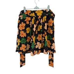 Who What Wear Small Floral Skirt Boho Built In Wrap Belt Lined Stretchy Waist